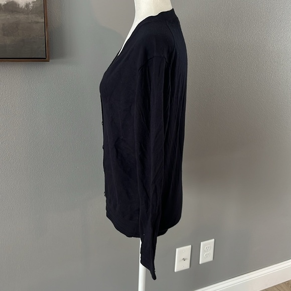 Tory Burch Madison Navy Blue Woolf Blend Button Up Cardigan - Picture 6 of 11